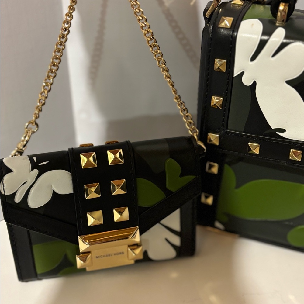 LN-Michael Kors Jayne Small Camo trunk bag with matching wallet and card holder - Picture 4 of 16